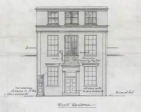 Close-up of the Reason Manufacturing Company’s Robert Street works, illustrating the main elevation with hoist. Image courtesy of East Sussex Record Office